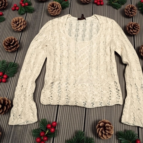 Express Sweaters Set Pink and Cream Size M Mohair angora Cable  Vintage EUC - Picture 10 of 16